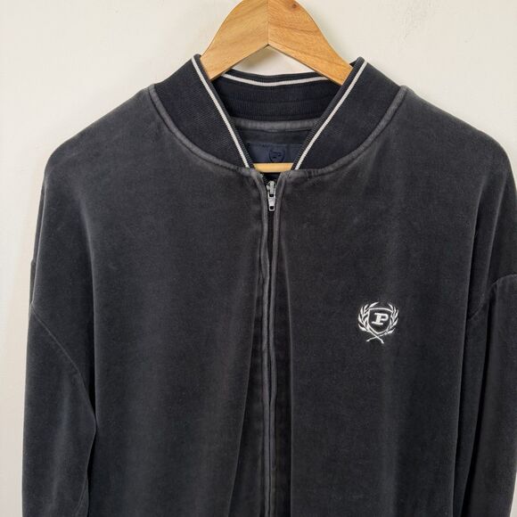 VTG Phat Farm Tracksuit Jacket Mens 1XL Gray Velour Crest Y2K 90s Rap Streetwear - Picture 2 of 15